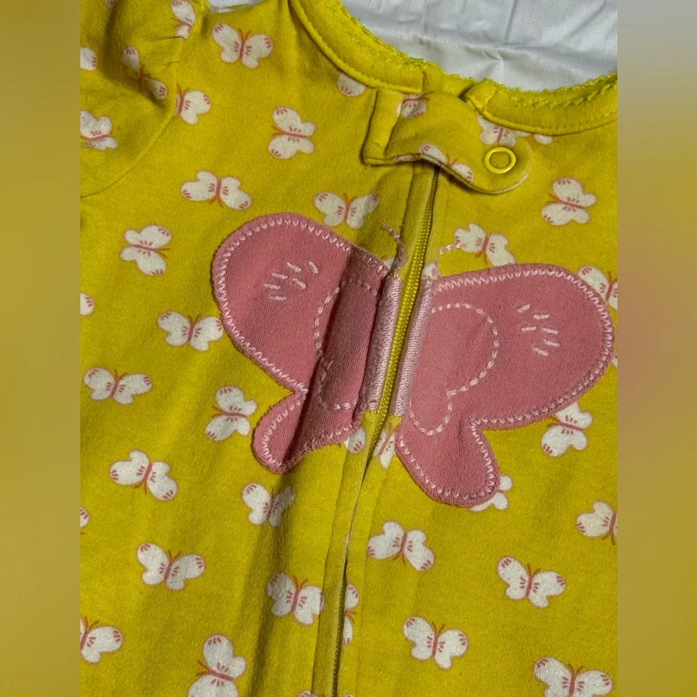 Carter's Baby Girl Butterfly Footie Pajamas Onesie Size 0-3 Months